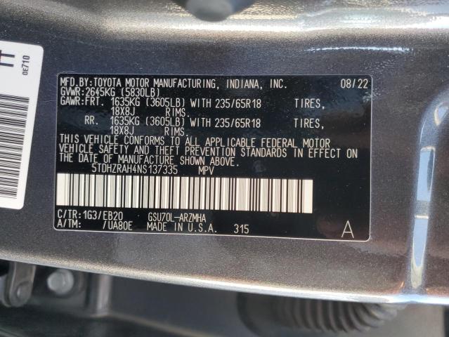 VIN 5TDHZRAH4NS137335 2022 Toyota Highlander, Xle no.13