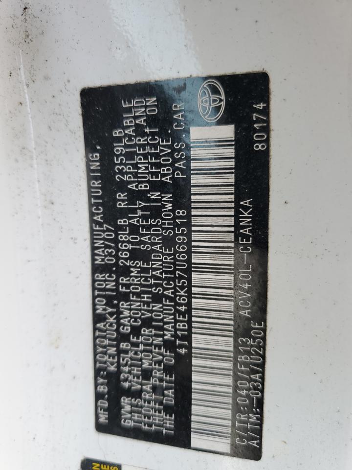4T1BE46K57U669518 2007 Toyota Camry Ce 4T1BE46K57U669518 2007 Toyota Camry Ce