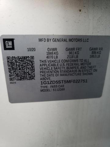 1G1ZD5ST5MF022751 | 2021 CHEVROLET MALIBU LT