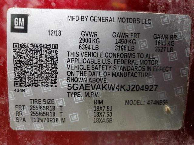 5GAEVAKW4KJ204927 | 2019 Buick enclave essence