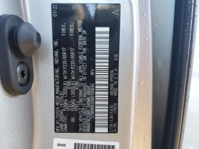 5TDKRKEC6NS100640 | 2022 Toyota sienna le