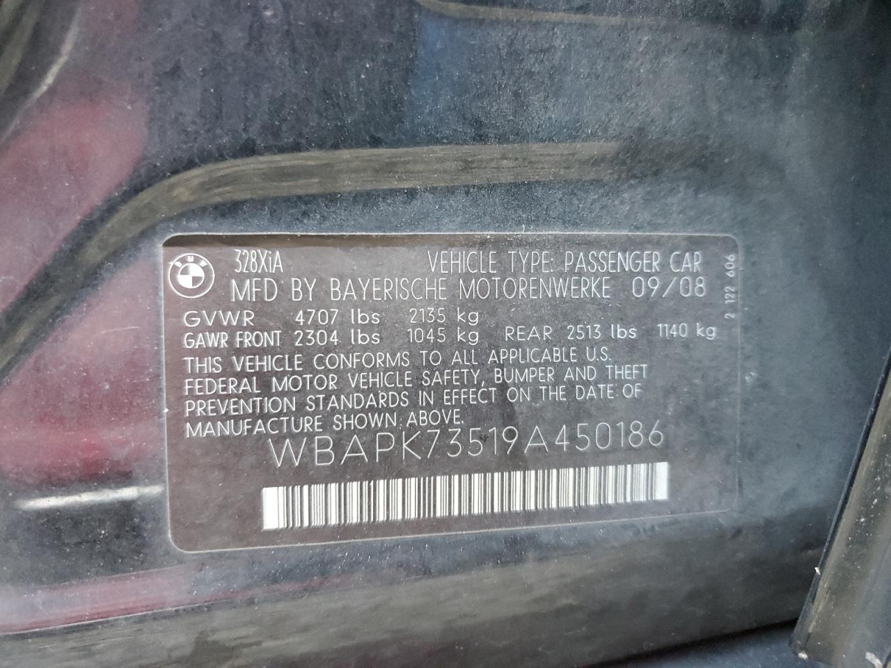 WBAPK73519A450186 2009 BMW 328 Xi