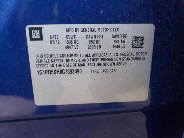 2012 Chevrolet Cruze Ls VIN: 1G1PD5SH0C7393490 Lot: 81162273