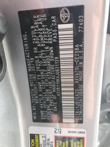 4T1B11HK4JU631129 | 2018 TOYOTA CAMRY L