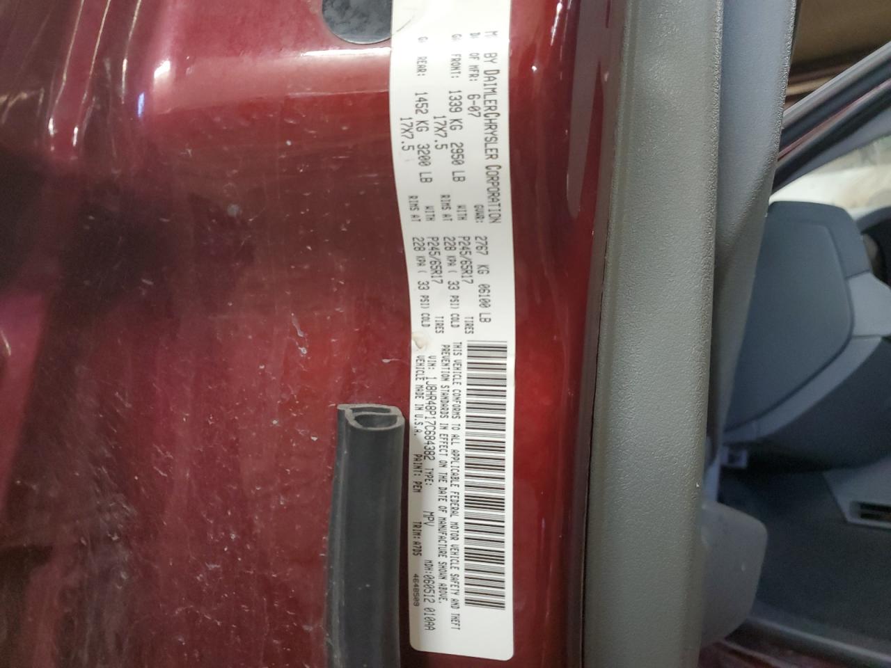 1J8HR48P17C684382 2007 Jeep Grand Cherokee Laredo