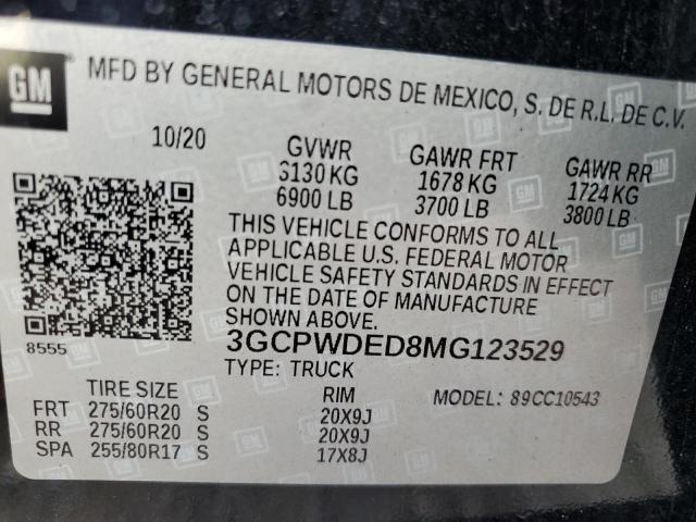 3GCPWDED8MG123529 | 2021 CHEVROLET SILVERADO