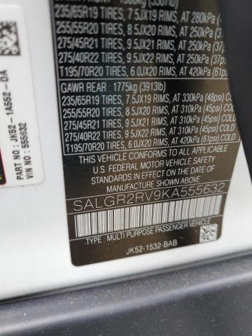 2019 LAND ROVER RANGE ROVE - SALGR2RV9KA555632