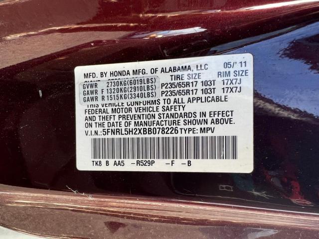 5FNRL5H2XBB078226 | 2011 Honda odyssey lx