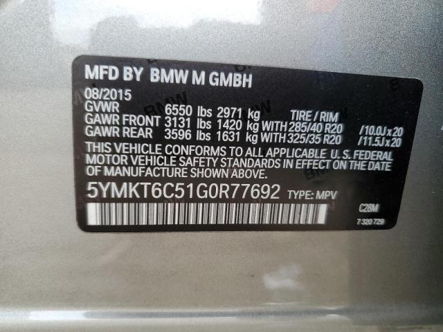 VIN 5YMKT6C51G0R77692 2016 BMW X5 no.13