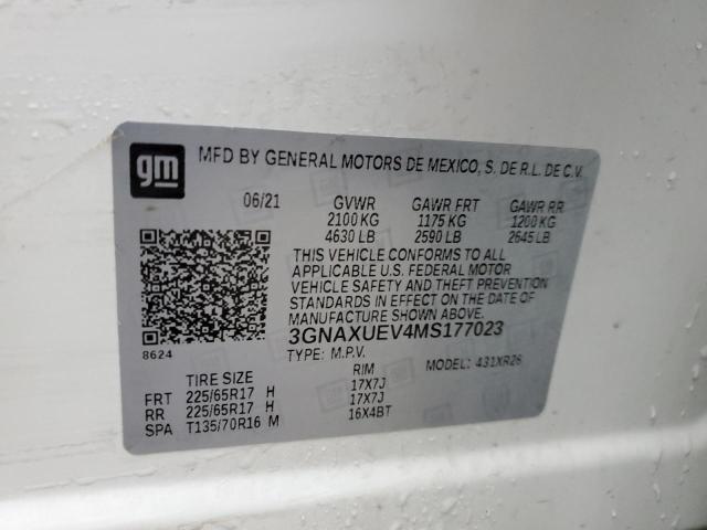 3GNAXUEV4MS177023 | 2021 CHEVROLET EQUINOX LT