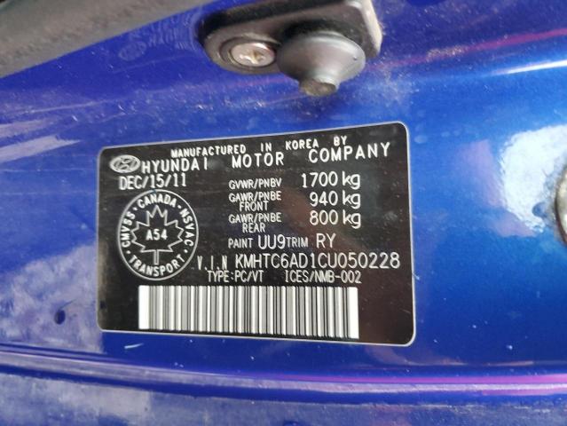 2012 Hyundai Veloster VIN: KMHTC6AD1CU050228 Lot: 80487033