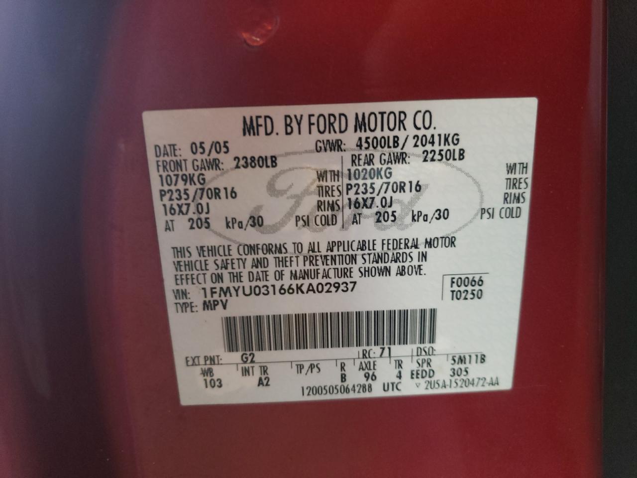 1FMYU03166KA02937 2006 Ford Escape Xlt