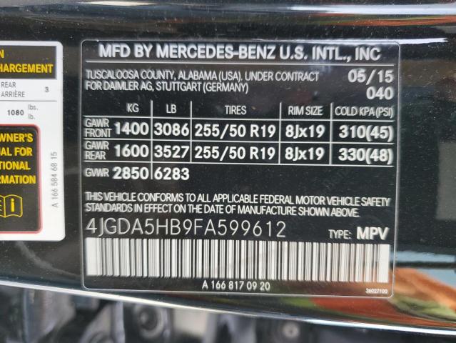 VIN 4JGDA5HB9FA599612 2015 Mercedes-Benz ML-Class, ... no.12