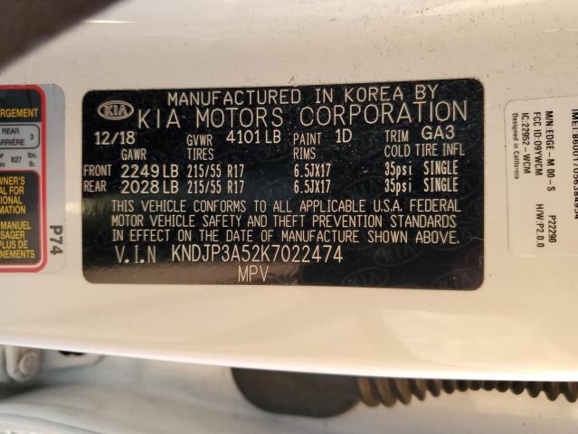 KNDJP3A52K7022474 | 2019 KIA SOUL +