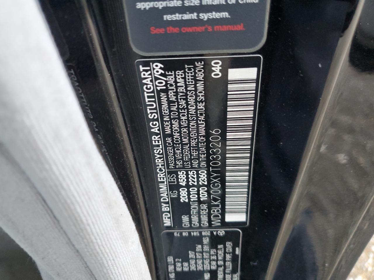 WDBLK70GXYT033206 2000 Mercedes-Benz Clk 430