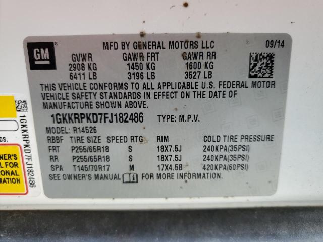 1GKKRPKD7FJ182486 2015 GMC Acadia Sle