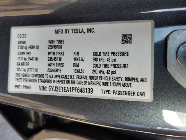 5YJ3E1EA1PF648139 | 2023 TESLA MODEL 3