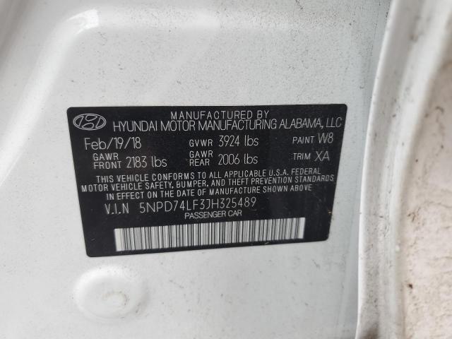 5NPD74LF3JH325489 | 2018 Hyundai elantra se