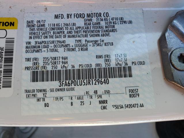 3FA6P0LU5JR129640 | 2018 FORD FUSION SE