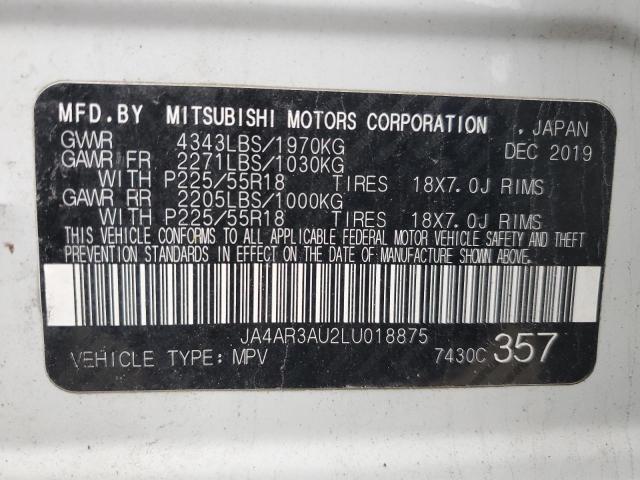 JA4AR3AU2LU018875 | 2020 MITSUBISHI OUTLANDER