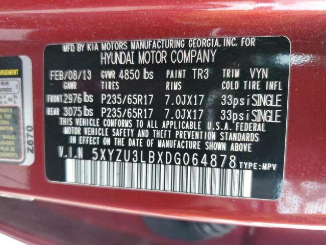 2013 Hyundai Santa Fe Sport VIN: 5XYZU3LBXDG064878 Lot: 81883833