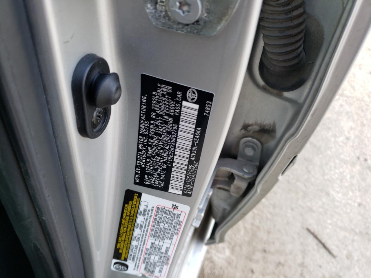 4T1BE32KX5U602796 2005 Toyota Camry Le