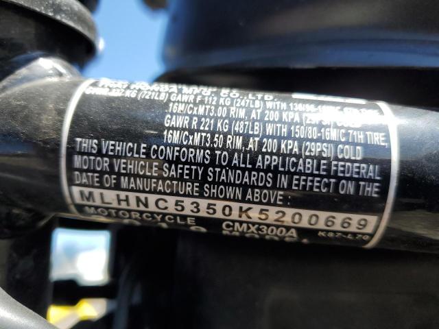 2019 HONDA CMX300 A MLHNC5350K5200669