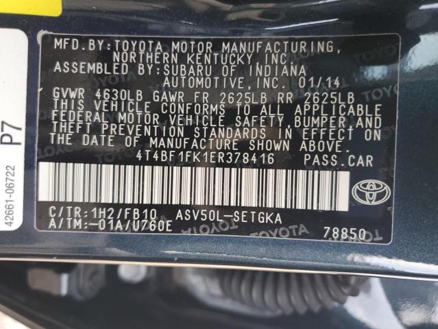 4T4BF1FK1ER378416 | 2014 TOYOTA CAMRY L