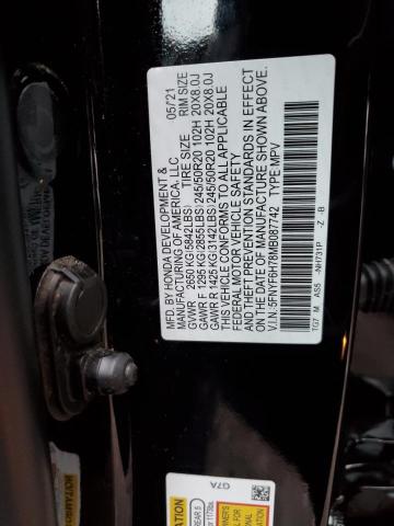 2021 HONDA PILOT BLAC 5FNYF6H78MB087742