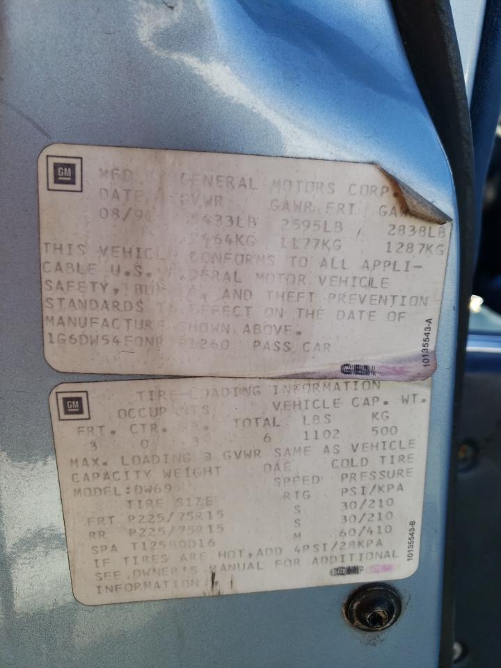 1g6dw54e0nr701260 1G6DW54E0NR701260 1992 Cadillac Brougham