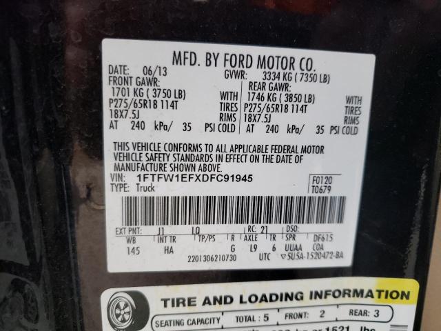 1FTFW1EFXDFC91945 2013 Ford F150 Supercrew