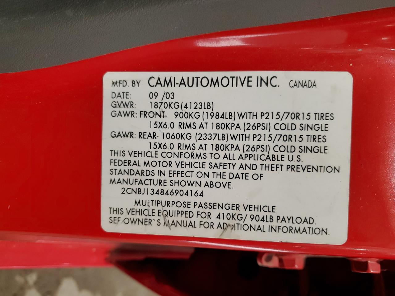 2CNBJ134846904164 2004 Chevrolet Tracker