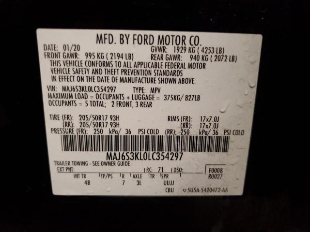 2020 FORD ECOSPORT T - MAJ6S3KL0LC354297