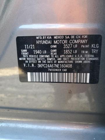 3KPC24A67NE160408 | 2022 HYUNDAI ACCENT SE