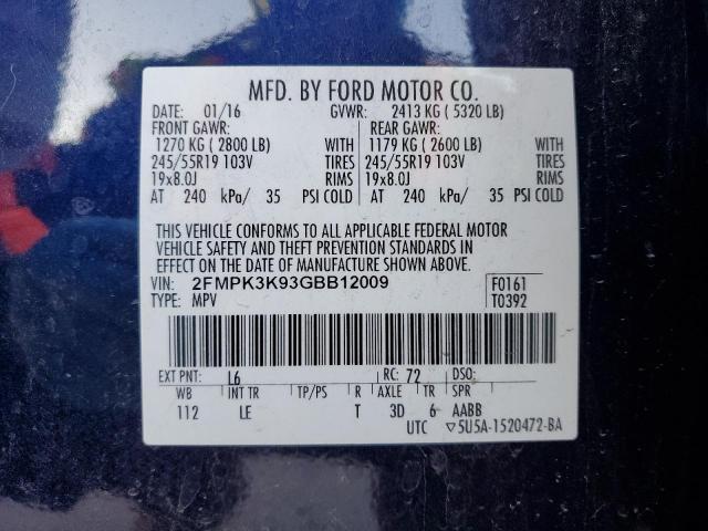 2FMPK3K93GBB12009 2016 FORD EDGE, photo no. 14