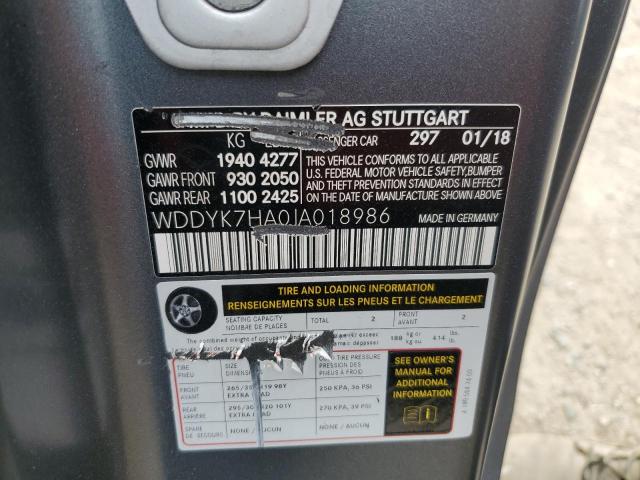 2018 MERCEDES-BENZ AMG GT - WDDYK7HA0JA018986