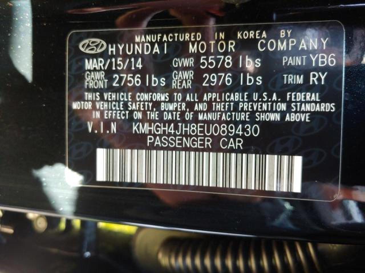 KMHGH4JH8EU089430 2014 Hyundai Equus Signature