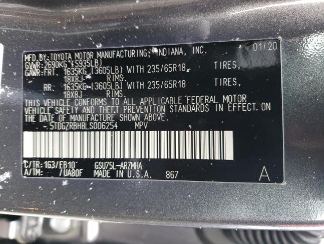 VIN 5TDGZRBH8LS006254 2020 Toyota Highlander, Xle no.13