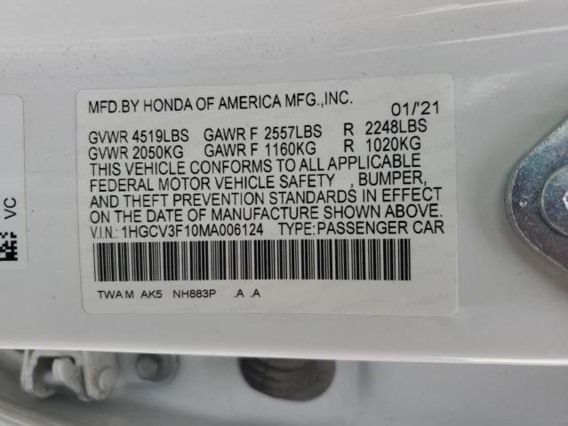 1HGCV3F10MA006124 | 2021 HONDA ACCORD HYB