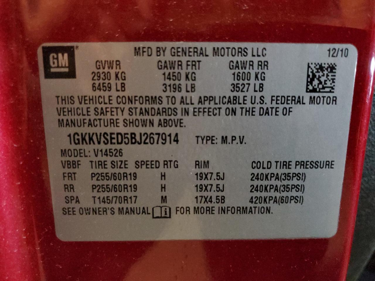 1GKKVSED5BJ267914 2011 GMC Acadia Slt-2