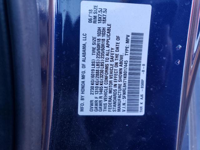 5FNRL6H71KB017445 | 2019 HONDA ODYSSEY EX