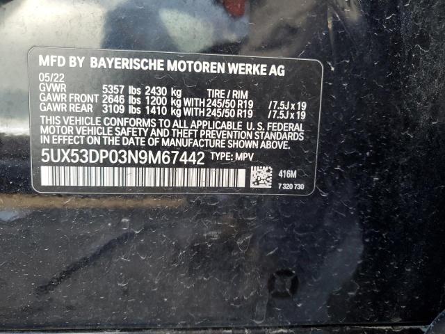 5UX53DP03N9M67442 2022 BMW X3, photo no. 12