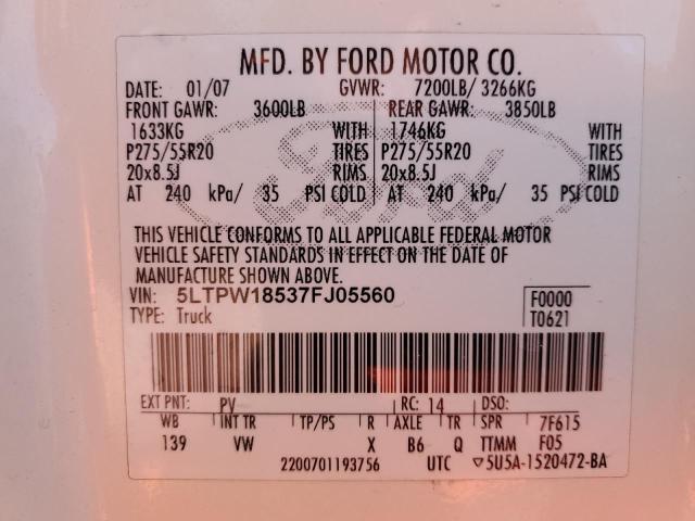 2007 Lincoln Mark Lt VIN: 5LTPW18537FJ05560 Lot: 78746813