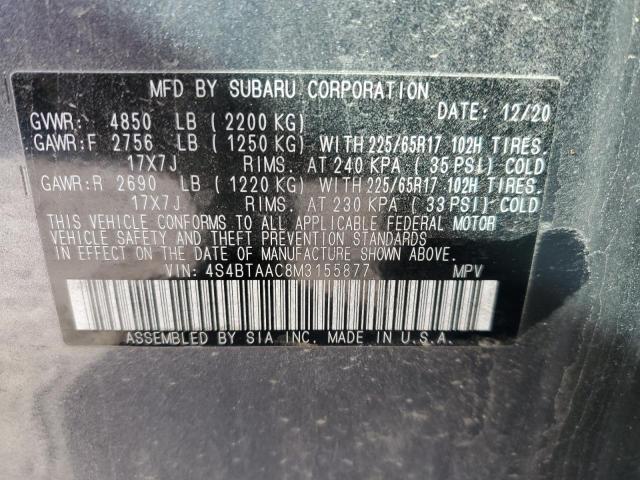 4S4BTAAC8M3155877 | 2021 SUBARU OUTBACK