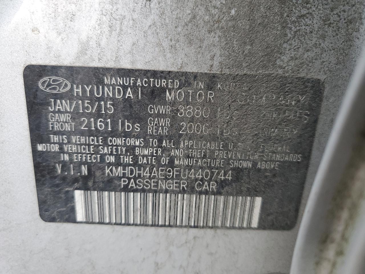 2015 Hyundai Elantra Se vin: KMHDH4AE9FU440744