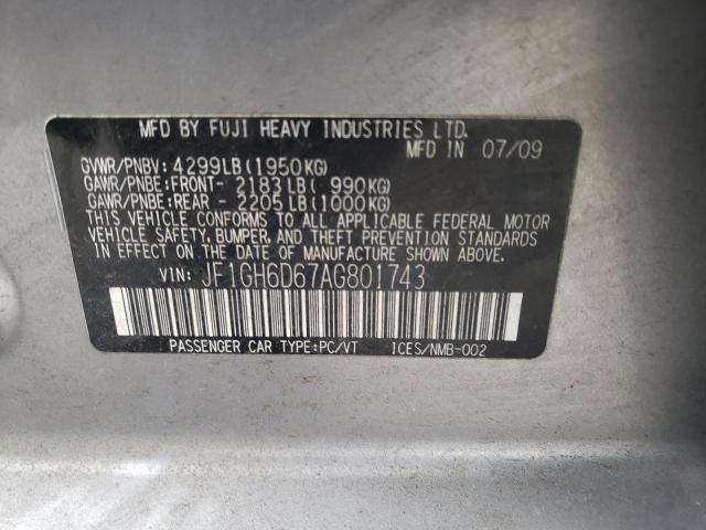 2010 Subaru Impreza Outback Sport VIN: JF1GH6D67AG801743 Lot: 37548994