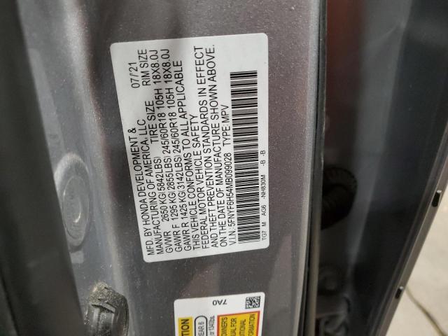 5FNYF6H54MB099028 | 2021 HONDA PILOT EXL