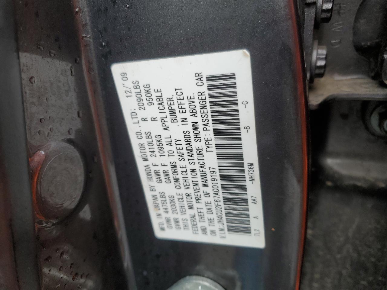 JH4CU2F67AC019197 2010 Acura Tsx