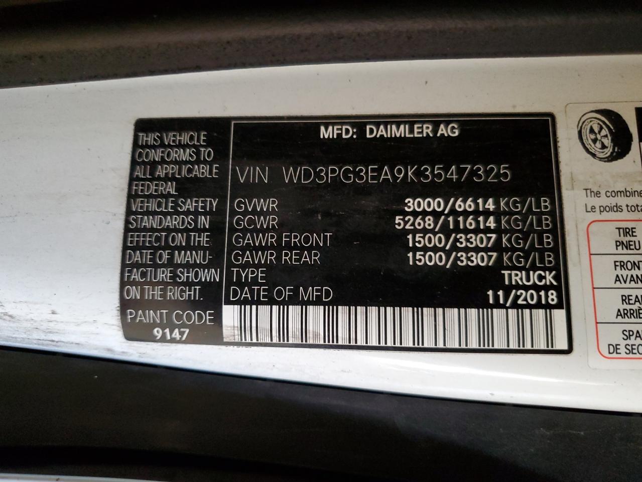 WD3PG3EA9K3547325 2019 Mercedes-Benz Metris