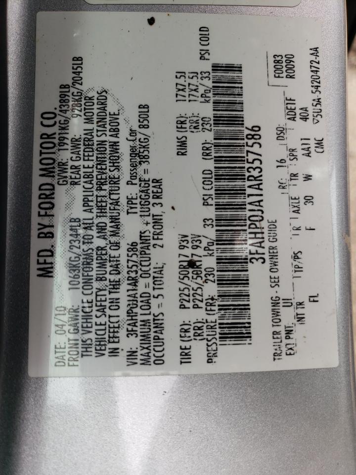 3FAHP0JA1AR357586 2010 Ford Fusion Sel